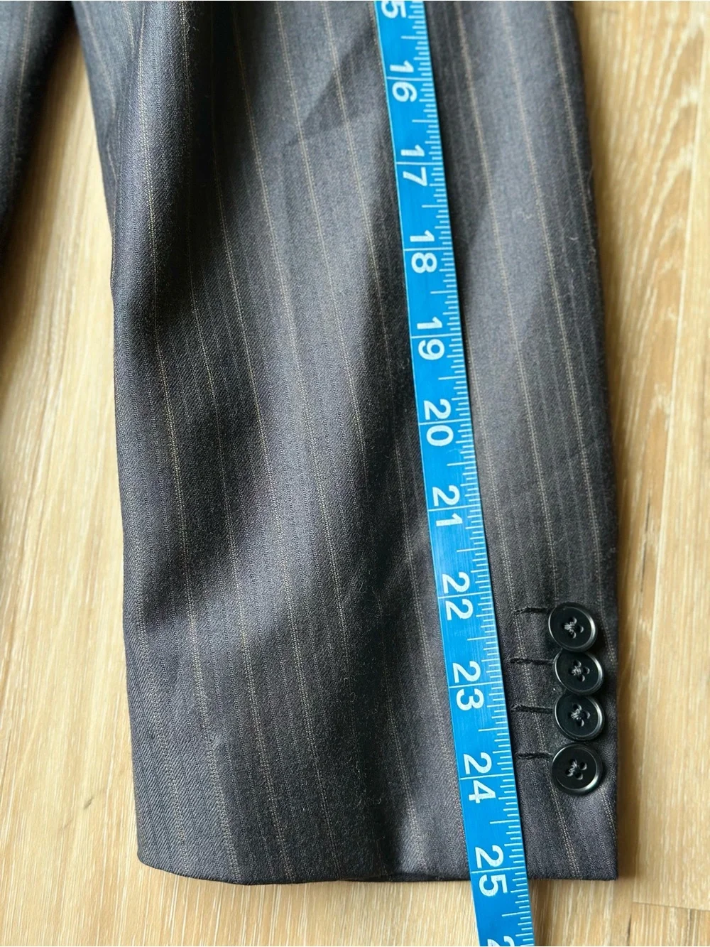 Ermenegildo Zegna Trofeo Suit Jacket Blazer Black Pinstripe Wool Mens 42L